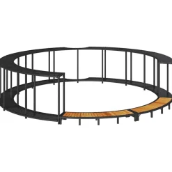 vidaXL Hottub Surround opbergruimte houten opstapje poly rattan zwart