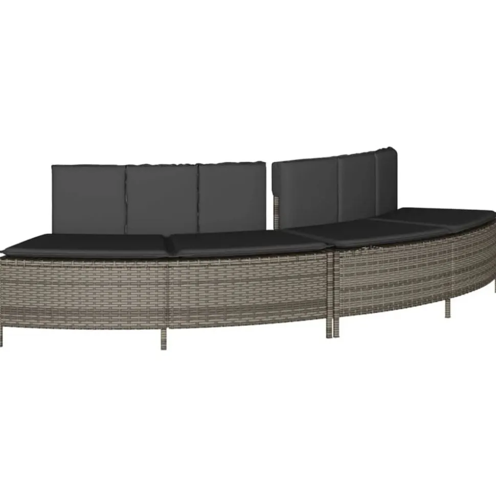 vidaXL Hottub-bankjes met kussens 2 st poly rattan grijs