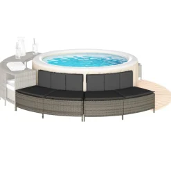 vidaXL Hottub-bankjes met kussens 2 st poly rattan grijs