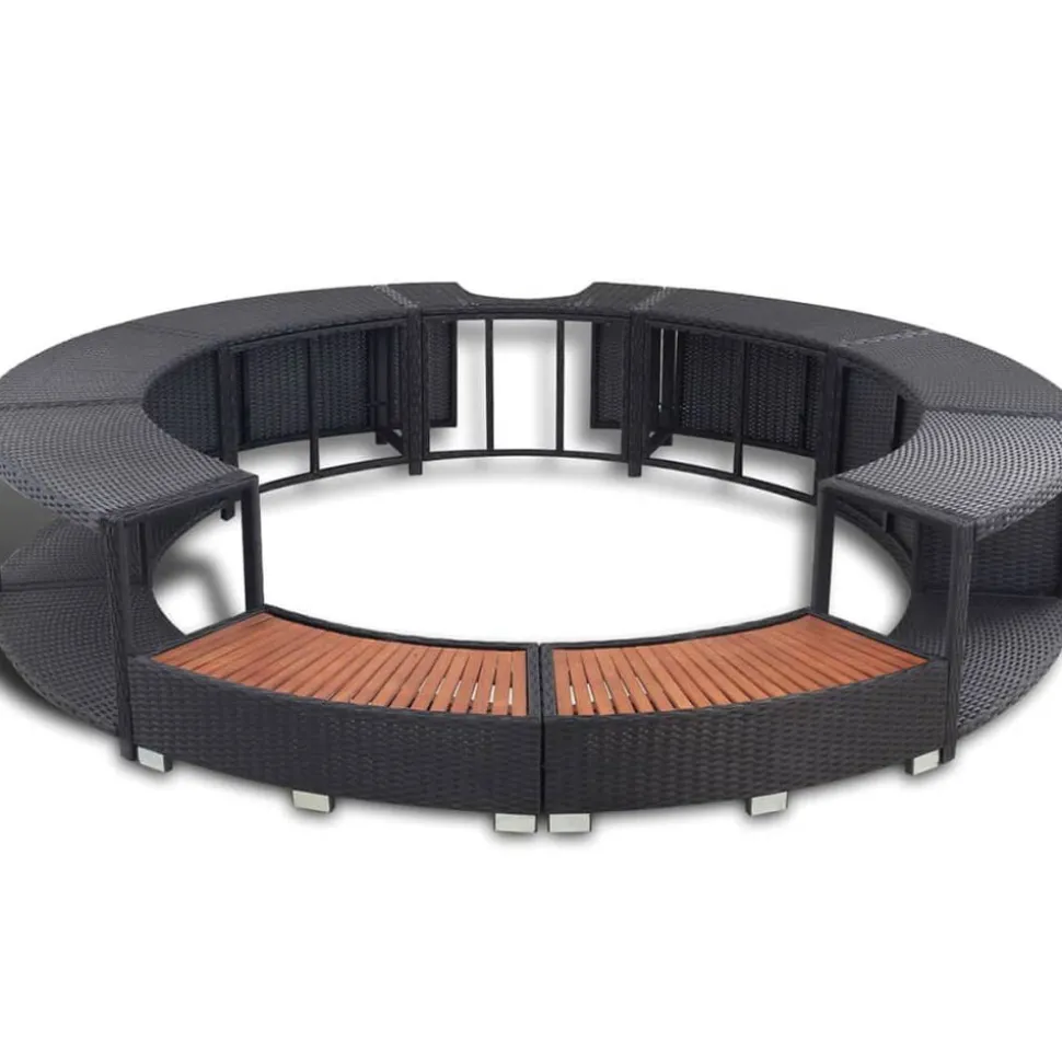 vidaXL Hottub-ombouw poly rattan zwart