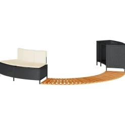 vidaXL Hottub-ombouw poly rattan en massief acaciahout zwart