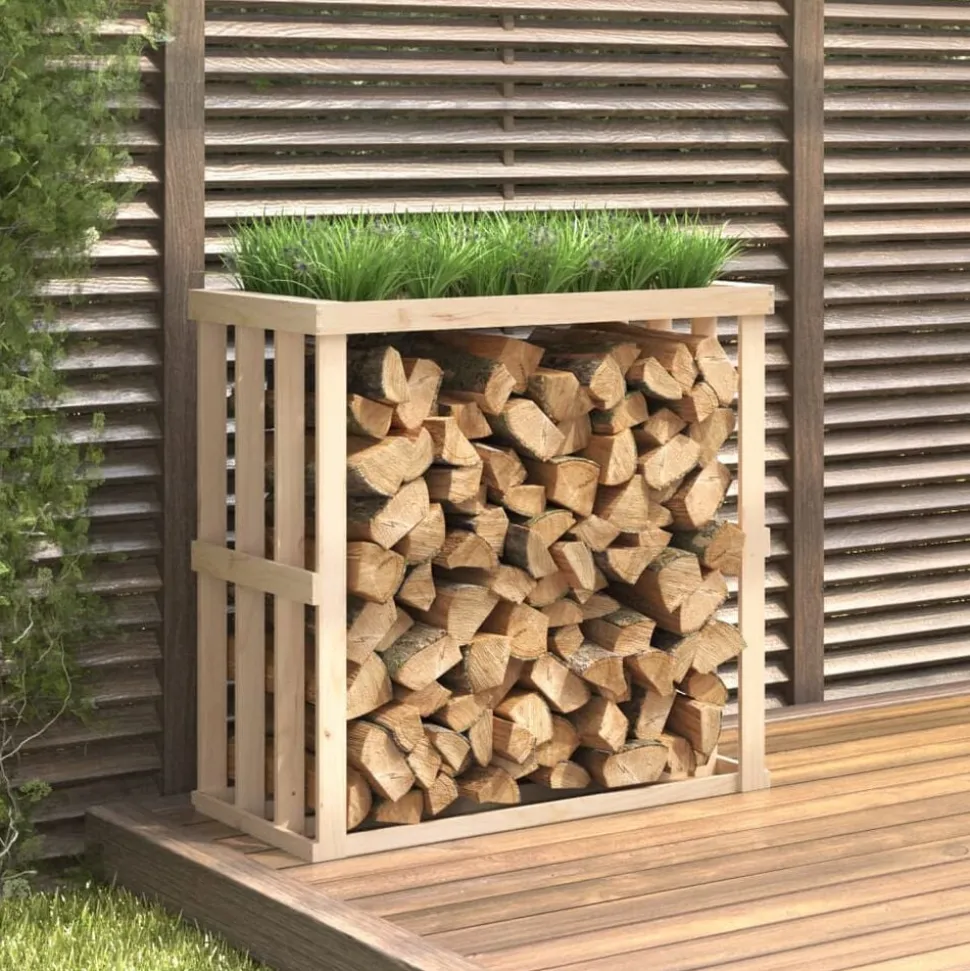 vidaXL Houtblokhouder 108x52x106 cm massief grenenhout