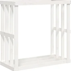 vidaXL Houtblokhouder 108x52x106 cm massief grenenhout wit
