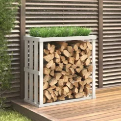 vidaXL Houtblokhouder 108x52x106 cm massief grenenhout wit