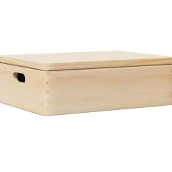 vidaXL Houten kist met deksel&handvatten 40x30x13cm massief grenenhout