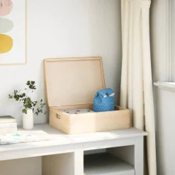vidaXL Houten kist met deksel&handvatten 40x30x13cm massief grenenhout