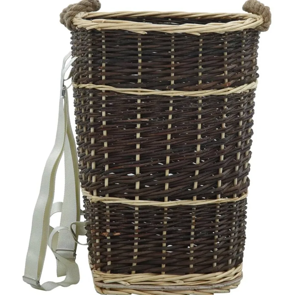 vidaXL Houtmand met draagriemen 44,5x37x50 cm natuurlijk wilgenhout