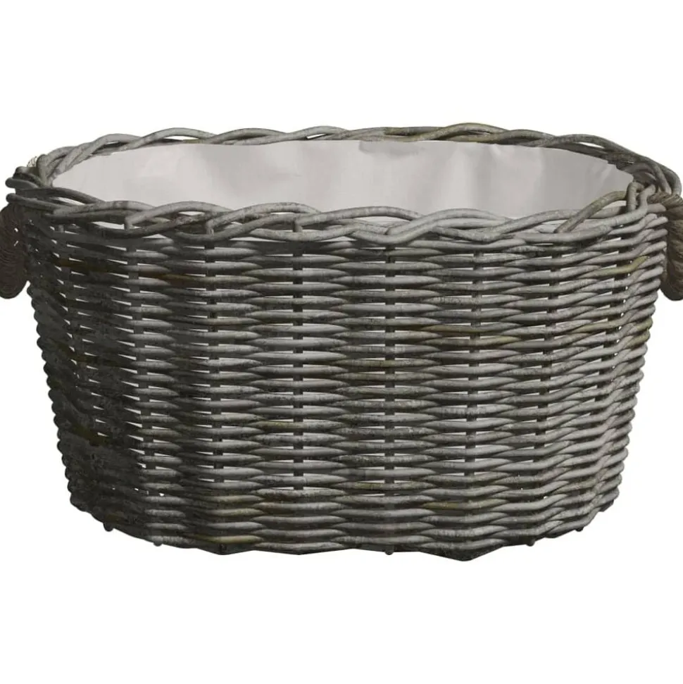 vidaXL Houtmand met handvatten 59x42x28 cm wilgenhout grijs