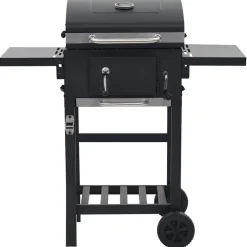 vidaXL Houtskoolbarbecue met onderplank zwart