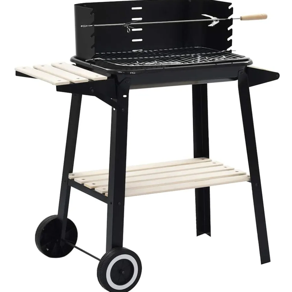 vidaXL Houtskoolbarbecue staand met wieltjes