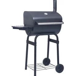 vidaXL Houtskoolbarbecue roker met onderschap zwart