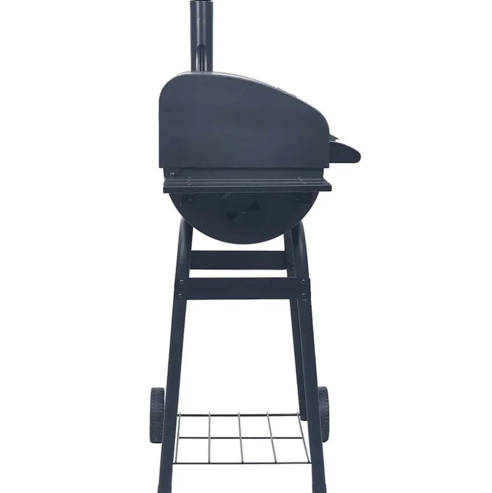 vidaXL Houtskoolbarbecue roker met onderschap zwart