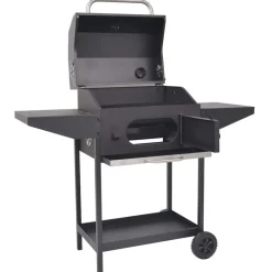 vidaXL Houtskoolbarbecue met onderplank zwart