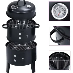 vidaXL Houtskoolroker barbecue-grill 3-in-1 40x80 cm