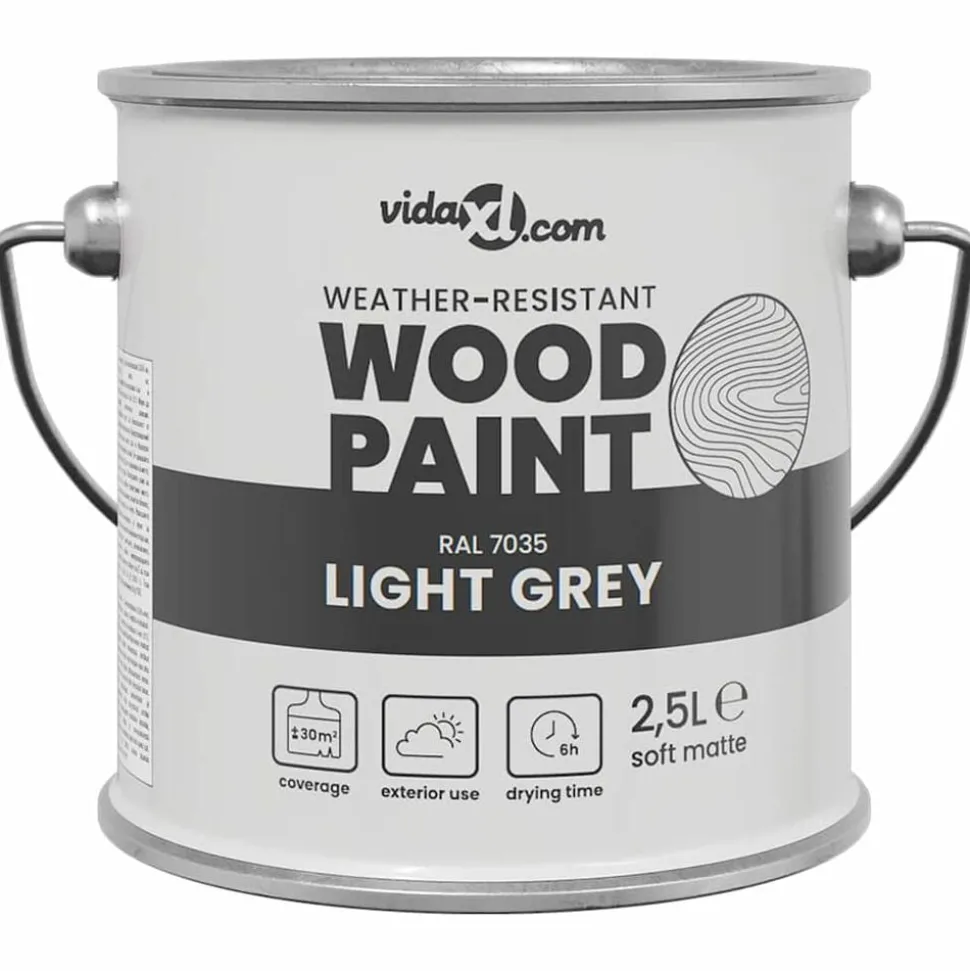 vidaXL Houtverf Grijs 2,5 L Wandprint
