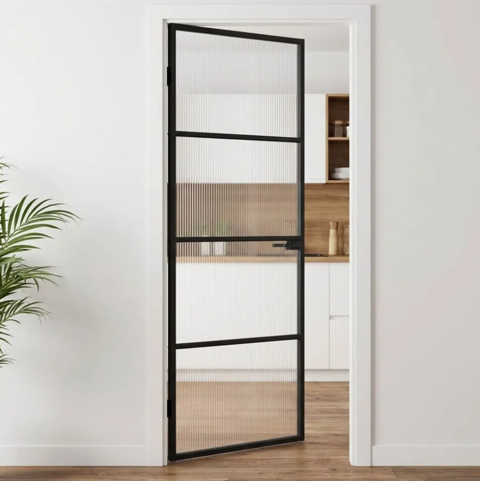 vidaXL Huisdeur 76 x 201,5 x 3,5 cm Aluminium en Gehard Glas