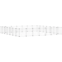 vidaXL Huisdierenkooi met deur 28 panelen 35x35 cm staal zwart