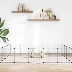 vidaXL Huisdierenkooi met deur 20 panelen 35x35 cm staal zwart