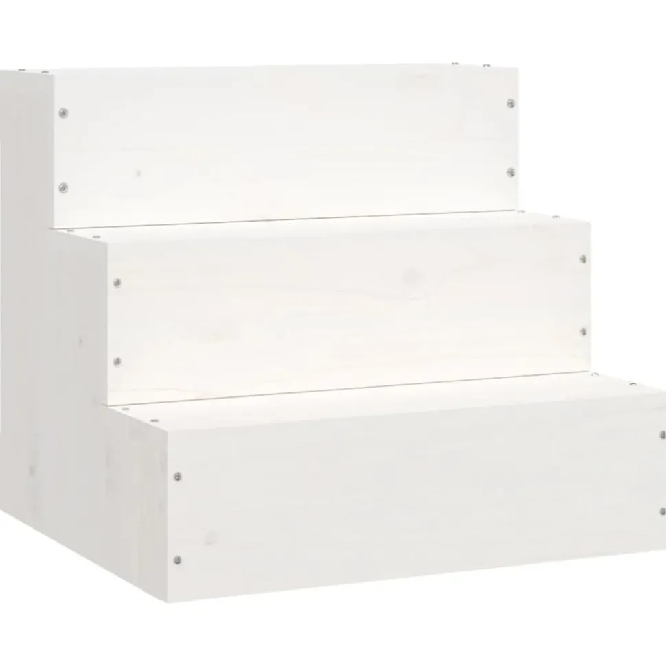 vidaXL Huisdierentrap 40x37,5x35 cm massief grenenhout wit