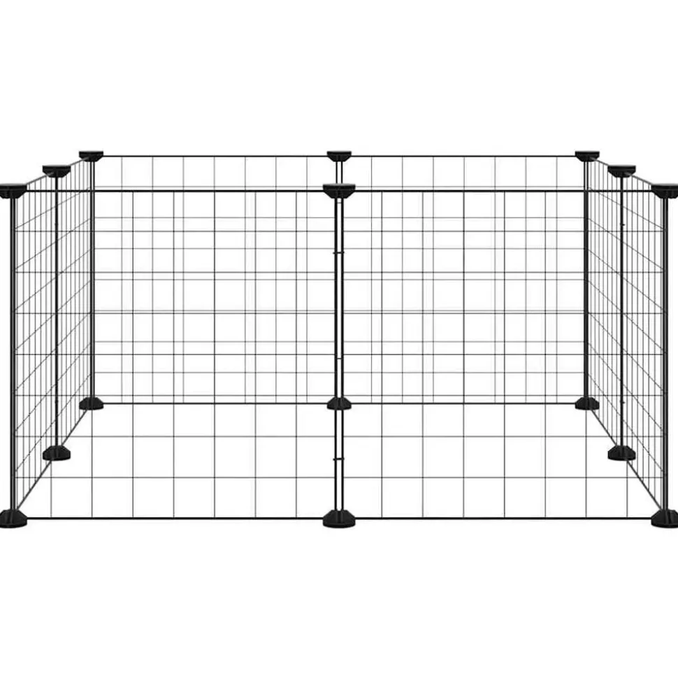 vidaXL Huisdierkooi met 8 panelen, zwart, 35x35 cm, staal