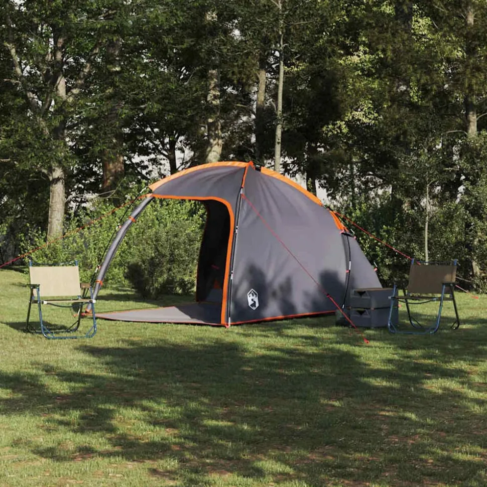 vidaXL Huisje Tent met dak Grijs en Oranje 370 x 230 x 185 cm taft