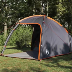 vidaXL Huisje Tent met dak Grijs en Oranje 370 x 230 x 185 cm taft