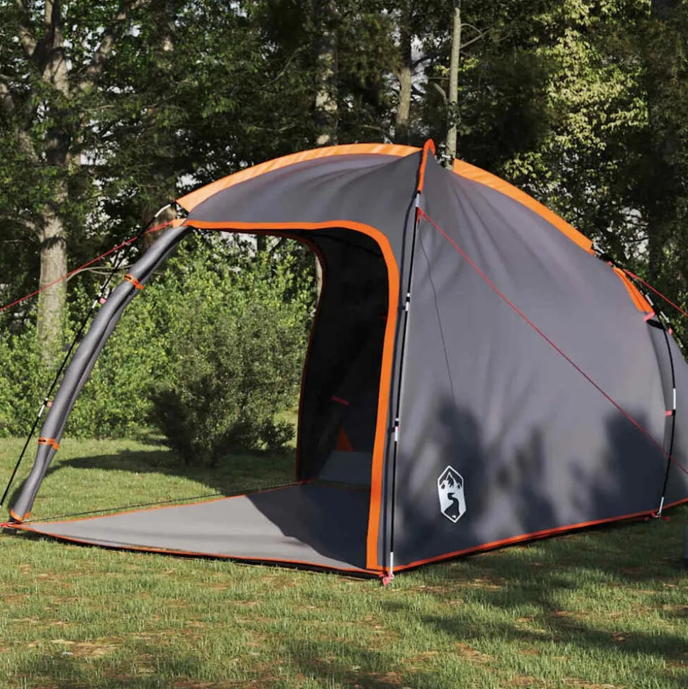 vidaXL Huisje Tent met dak Grijs en Oranje 370 x 230 x 185 cm taft