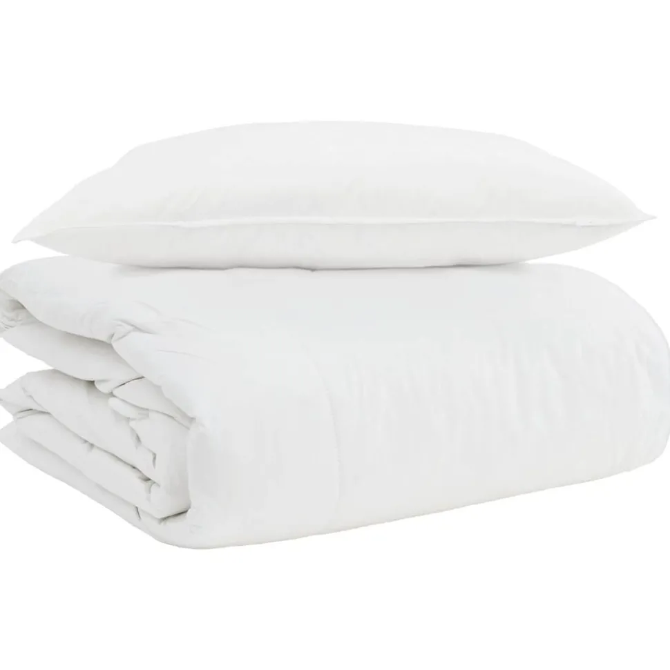 vidaXL 2-in-1 Dekbed met kussen 2 pcs Wit Donsveertjes
