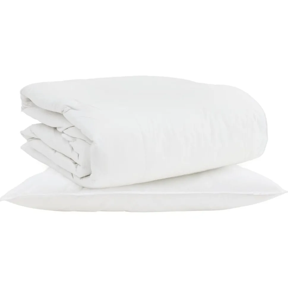 vidaXL 2-in-1 Dekbed met kussen 2 pcs Wit Donsveertjes