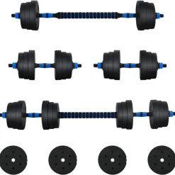 vidaXL 2-in-1 Halter Set 30kg Zwart en Blauw Cement en ijzeren zand