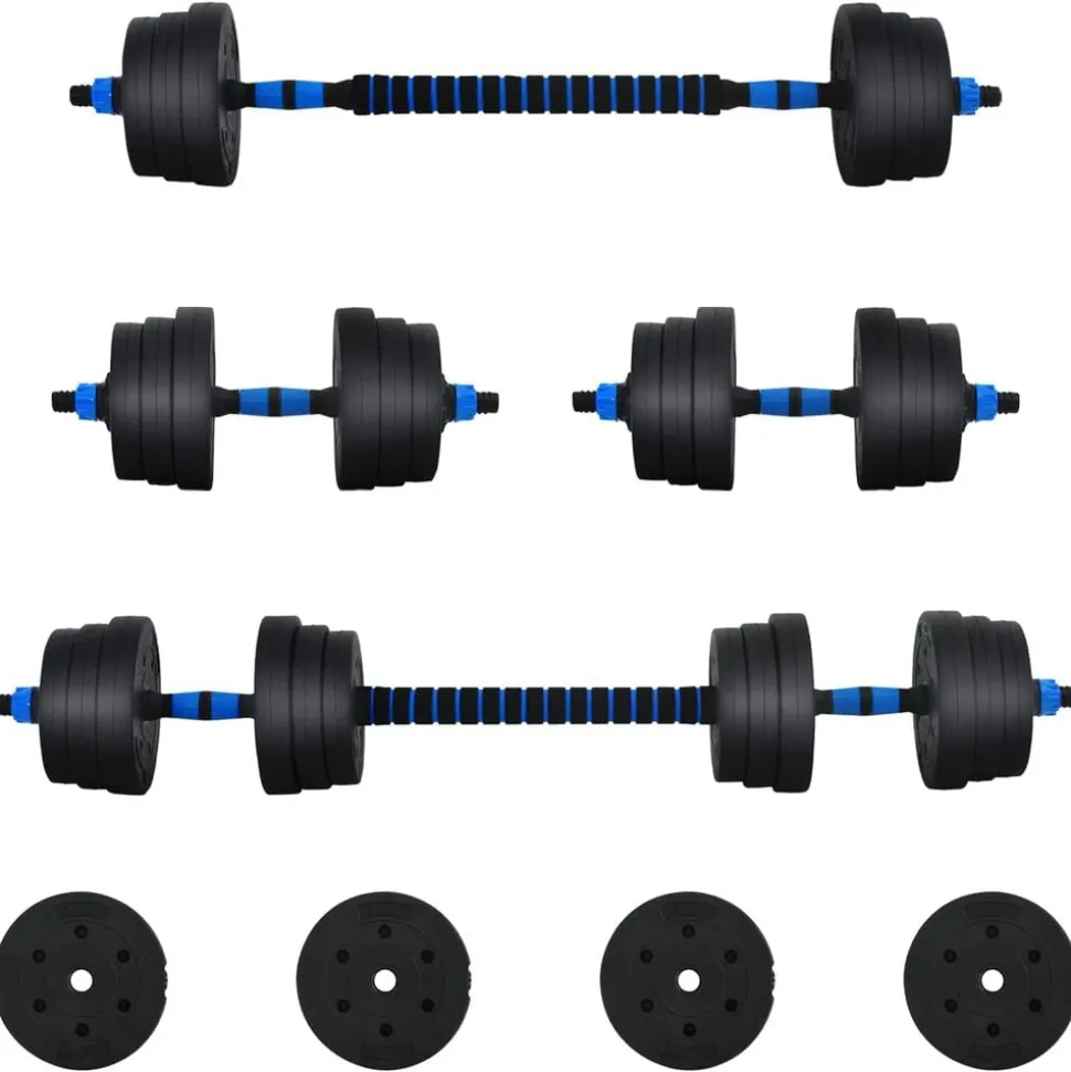 vidaXL 2-in-1 Halter Set 30kg Zwart en Blauw Cement en ijzeren zand