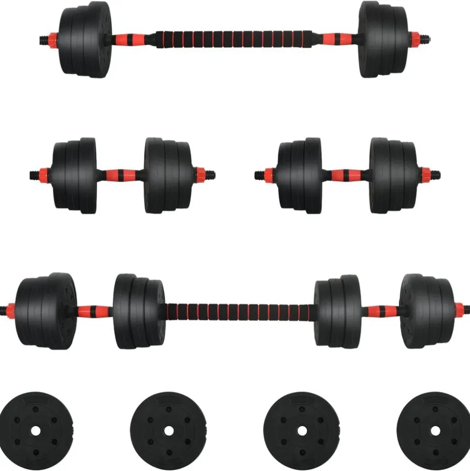 vidaXL 2-in-1 Halter Set 30kg Zwart en Rood Cement en ijzeren zand