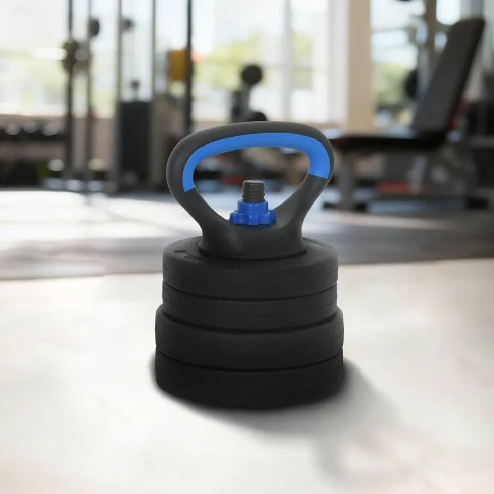 vidaXL 4-in-1 Halter-Barbell Kettlebell Set 20kg 20kg Zwart en Blauw