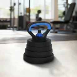 vidaXL 4-in-1 Halter-Barbell Kettlebell Set 30kg 30kg Zwart en Blauw