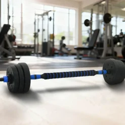 vidaXL 2-in-1 Halter-Barbell Set 20kg 20kg Zwart en Blauw