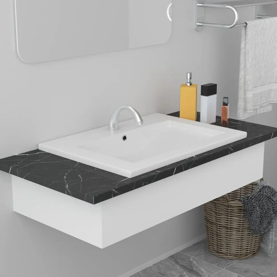 vidaXL Inbouwwastafel 61x39,5x18,5 cm keramiek wit
