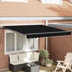 vidaXL Inklapbaar Zonnescherm Zwart 300 x 250 cm Polyester en staal