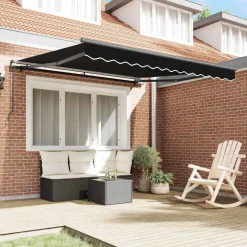vidaXL Inklapbaar Zonnescherm Zwart 300 x 250 cm Polyester en staal