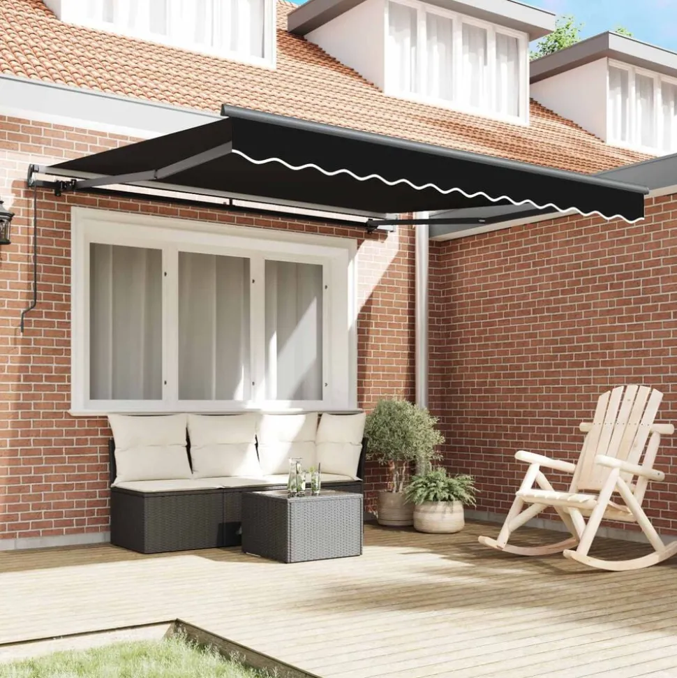 vidaXL Inklapbaar Zonnescherm Zwart 300 x 250 cm Polyester en staal