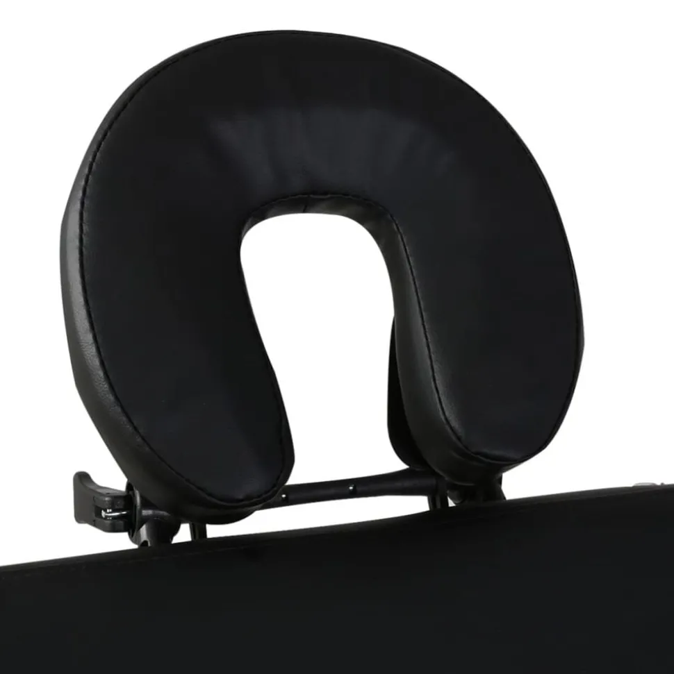 vidaXL Inklapbare massagetafel 2 zones met houten frame (zwart)