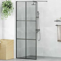 vidaXL Inloop Douche Wand Zwart 80 x 195 cm gehard glas