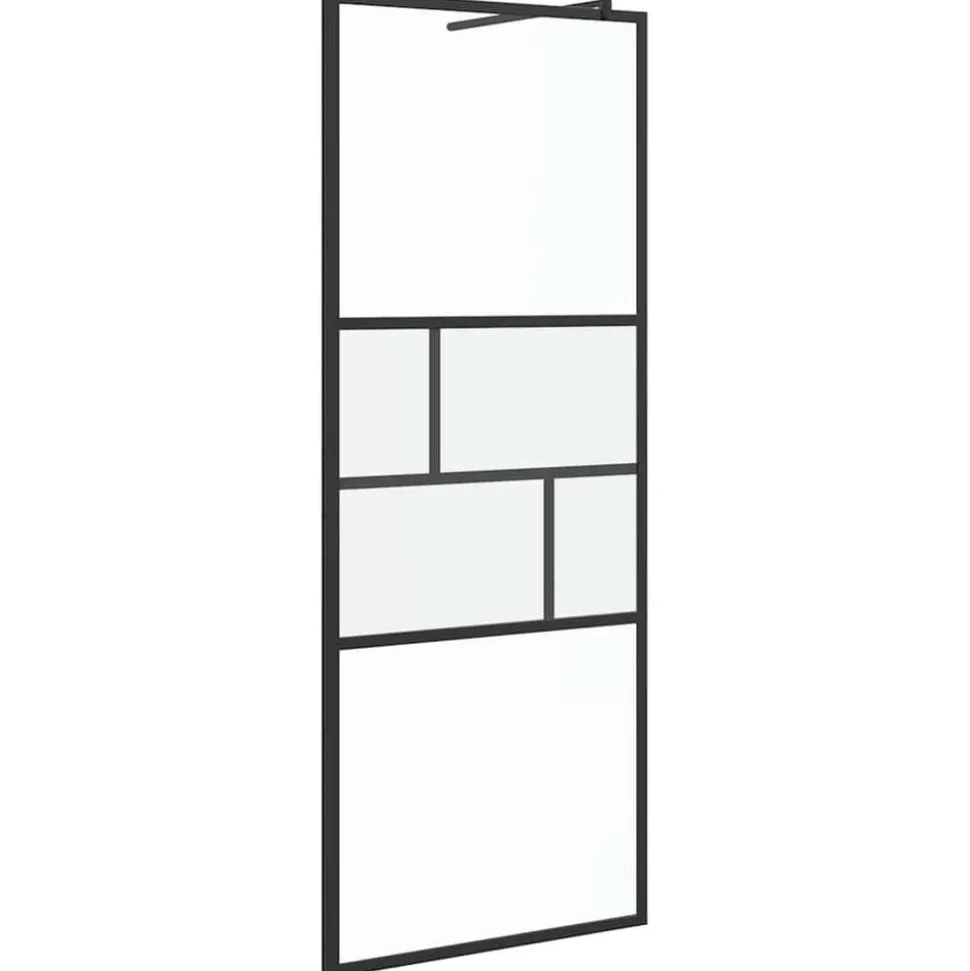vidaXL Inloop Douche Wand Zwart 80 x 195 x 0.5 cm Glas en Aluminium