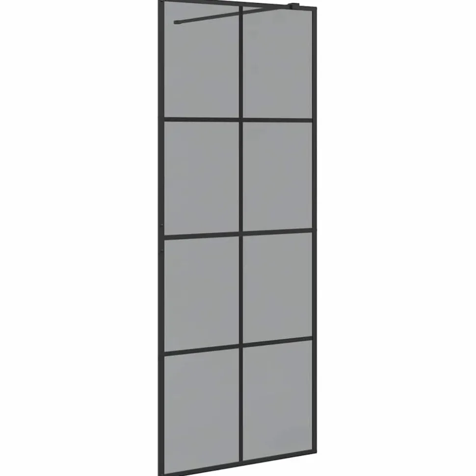 vidaXL Inloop Douche Wand Zwart 80 x 195 cm gehard glas