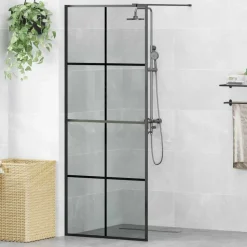vidaXL Inloop Douche Wand Zwart 80 x 195 cm gehard glas