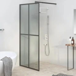 vidaXL Inloopdouchescherm 80x195 cm donker gehard glas