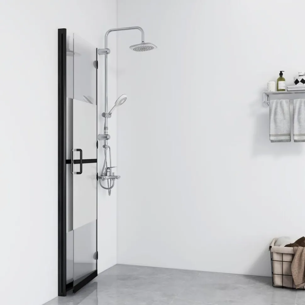 vidaXL Inloopdouchewand inklapbaar 70x190 cm ESG-glas halfmat