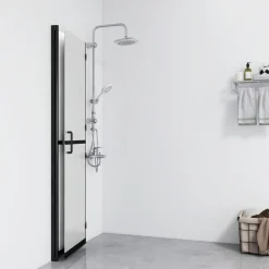 vidaXL Inloopdouchewand inklapbaar 70x190 cm ESG-glas mat