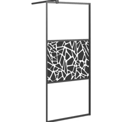 vidaXL Inloopdouchewand met stenenmotief 80x195 cm ESG-glas zwart