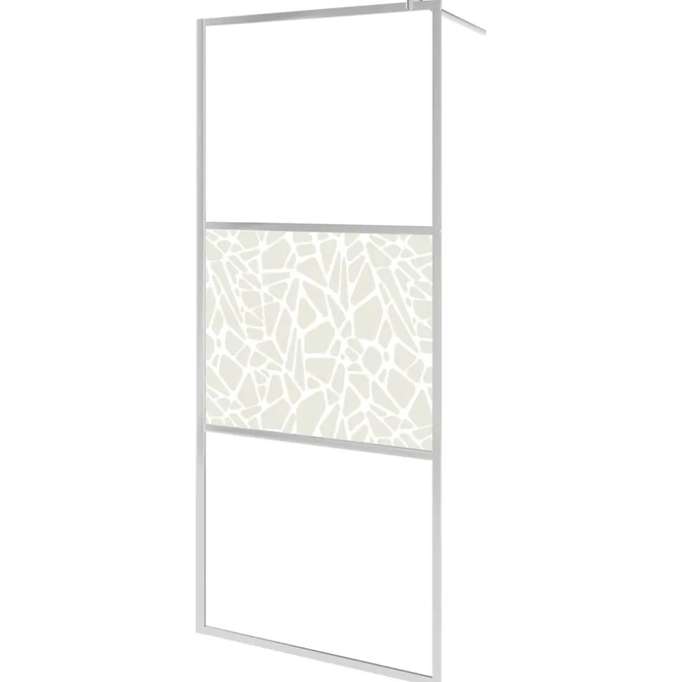 vidaXL Inloopdouchewand met stenenmotief 80x195 cm ESG-glas