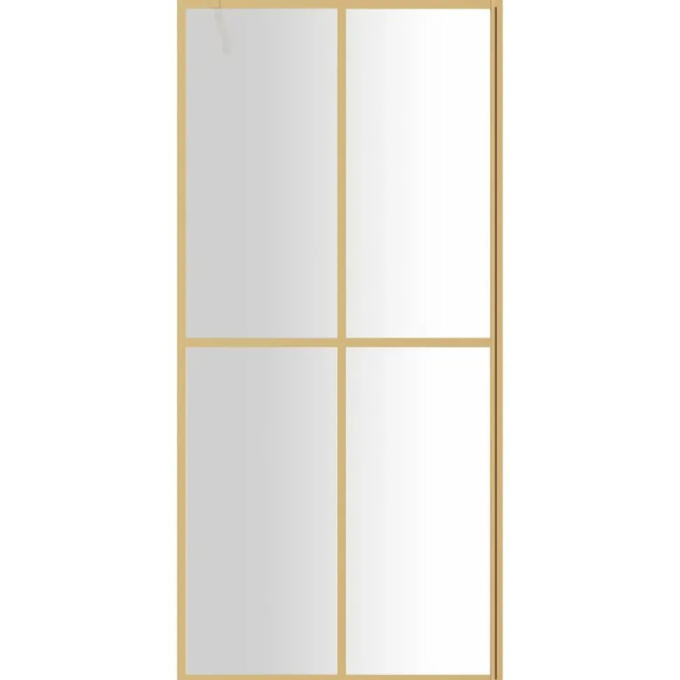vidaXL Inloopdouchewand transparant 80x195 cm ESG-glas goudkleurig